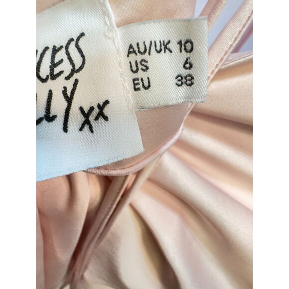Princess Polly Womens Satin Strappy Mini Dress Size 6 Pink Sleeveless Party Chic - Picture 3 of 11